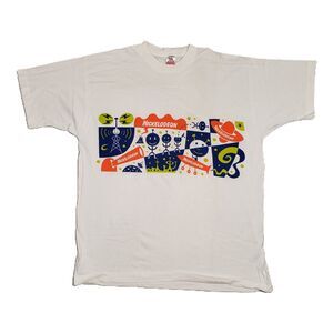 Vintage 90s Nickelodeon Double Sided‎ T-Shirt XL Made in USA Single Stitch Fruit